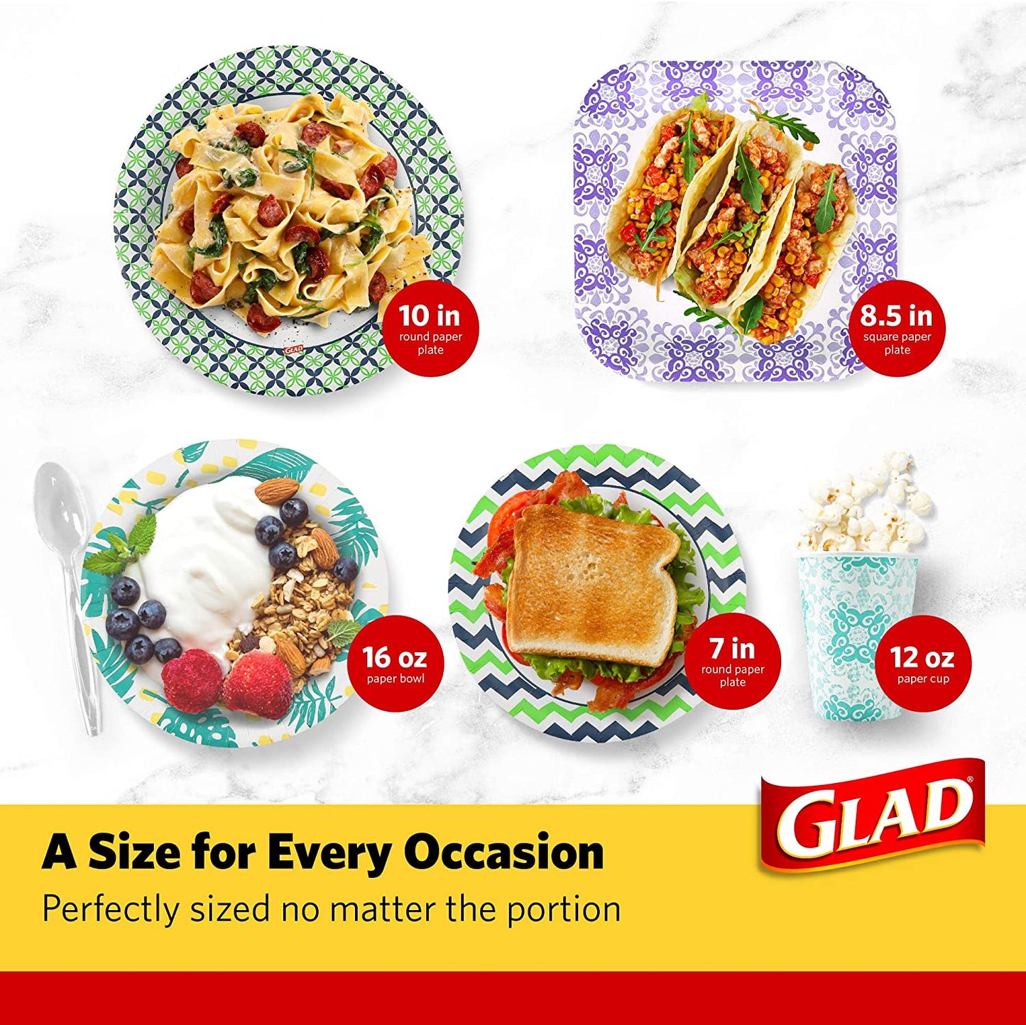Square Disposable Paper Plates for All Occasions | New & Improved Quality | Soak Proof, Cut Proof, Microwaveable Heavy Duty Disposable Plates | 10" Diameter, 50 Count Bulk Paper Plates