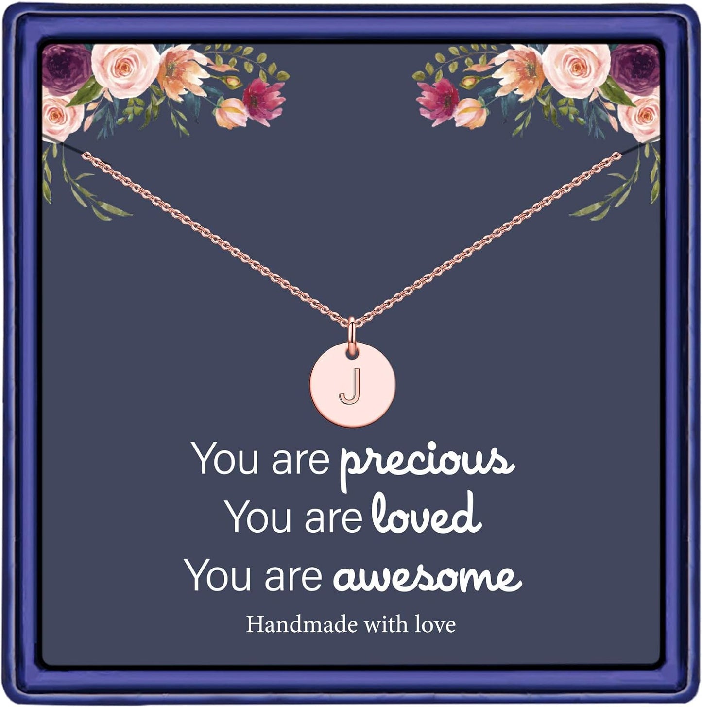 Disc Initial Necklace Gifts for Girls - 14K Gold Filled/Rose Gold/S925 Sterling Silver Disc Initial Necklaces Personalized Birthday Gift Tiny Initial Necklace Jewelry for Girls Women