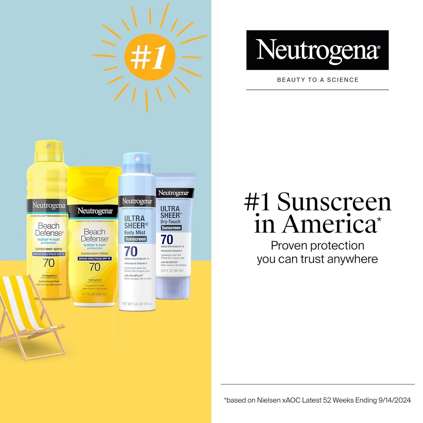 Sunscreen Lotion Beach Defense SPF 70, Face and Body Sunscreen, Hawaii Reef Act 104 Compliant, Octinoxate & Oxybenzone Free, Oil Free, Fast Absorbing Sun Care, 6.7 Fl Oz