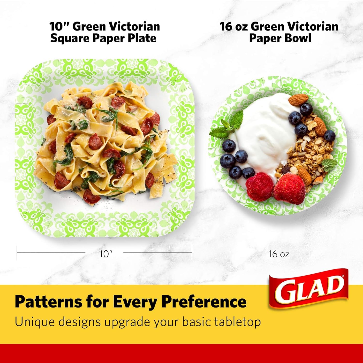 Square Disposable Paper Plates for All Occasions | New & Improved Quality | Soak Proof, Cut Proof, Microwaveable Heavy Duty Disposable Plates | 10" Diameter, 50 Count Bulk Paper Plates