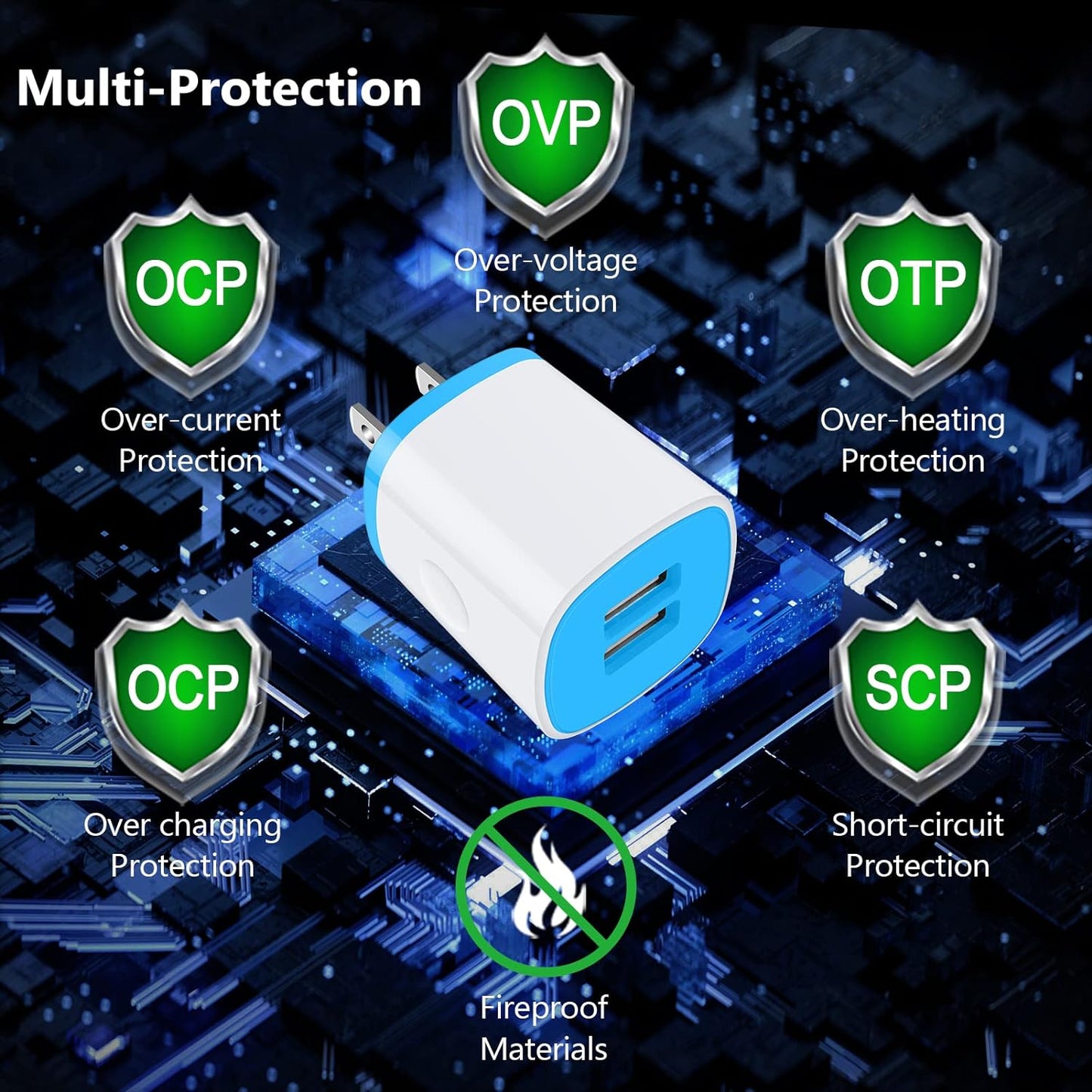 USB Charger Wall Plug, Iphone Charging Box, 5Pack Home Travel 2.1Amp Dual Port Fast Wall Charger Quick Charging Block Cube Brick for Iphone 16E 16 15 14 13 12 Pro Max XR X 8 7 6,Samsung,Android