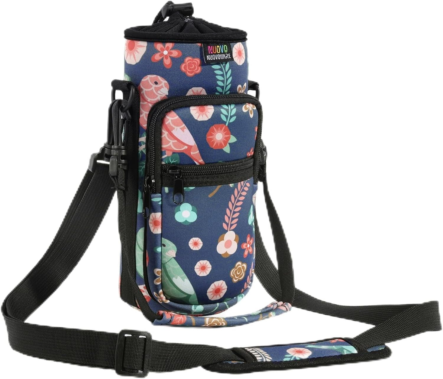 Water Bottle Carrier Bag,25Oz/40Oz/64Oz Bottle Pouch Holder,Adjustable Shoulder Hand Strap 2 Pocket Sling Neoprene Sleeve Sports Accessories for Hiking Travelling Camping