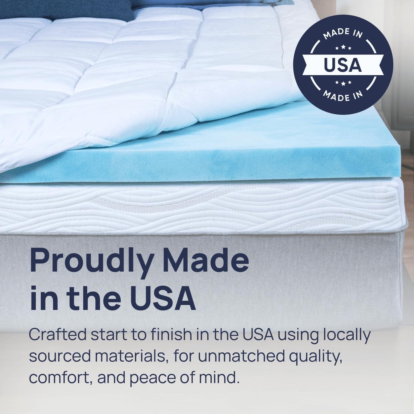 Gel Swirl Memory Foam Mattress Topper - 2 Inch, Pressure Relieving, Cooling Comfort - Made in the USA & Certipur-Us Certified - Softens Firm Beds and Extends Mattress Life - Twin XL Size
