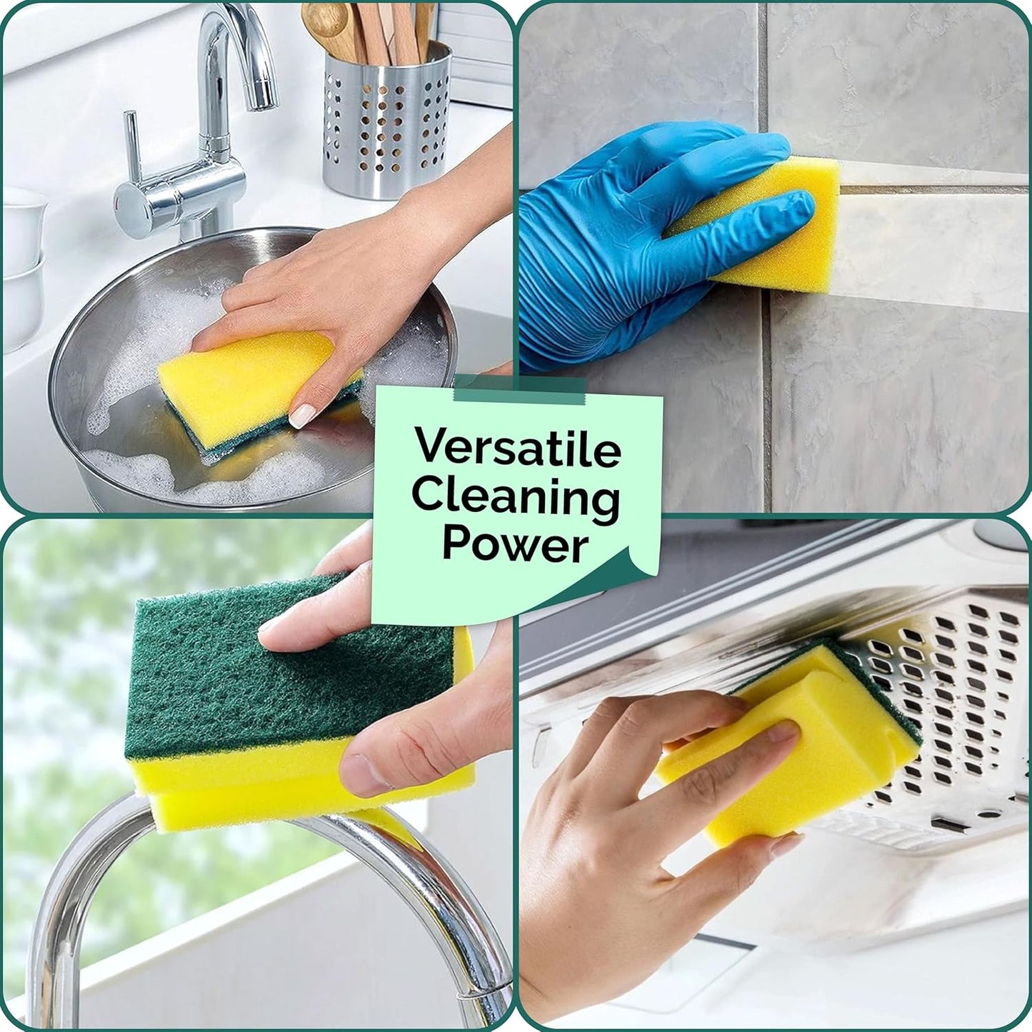 24x Non-Scratch Scrub Sponges 🧽 Dual-Sided Cleaning Pads for Kitchen & Home