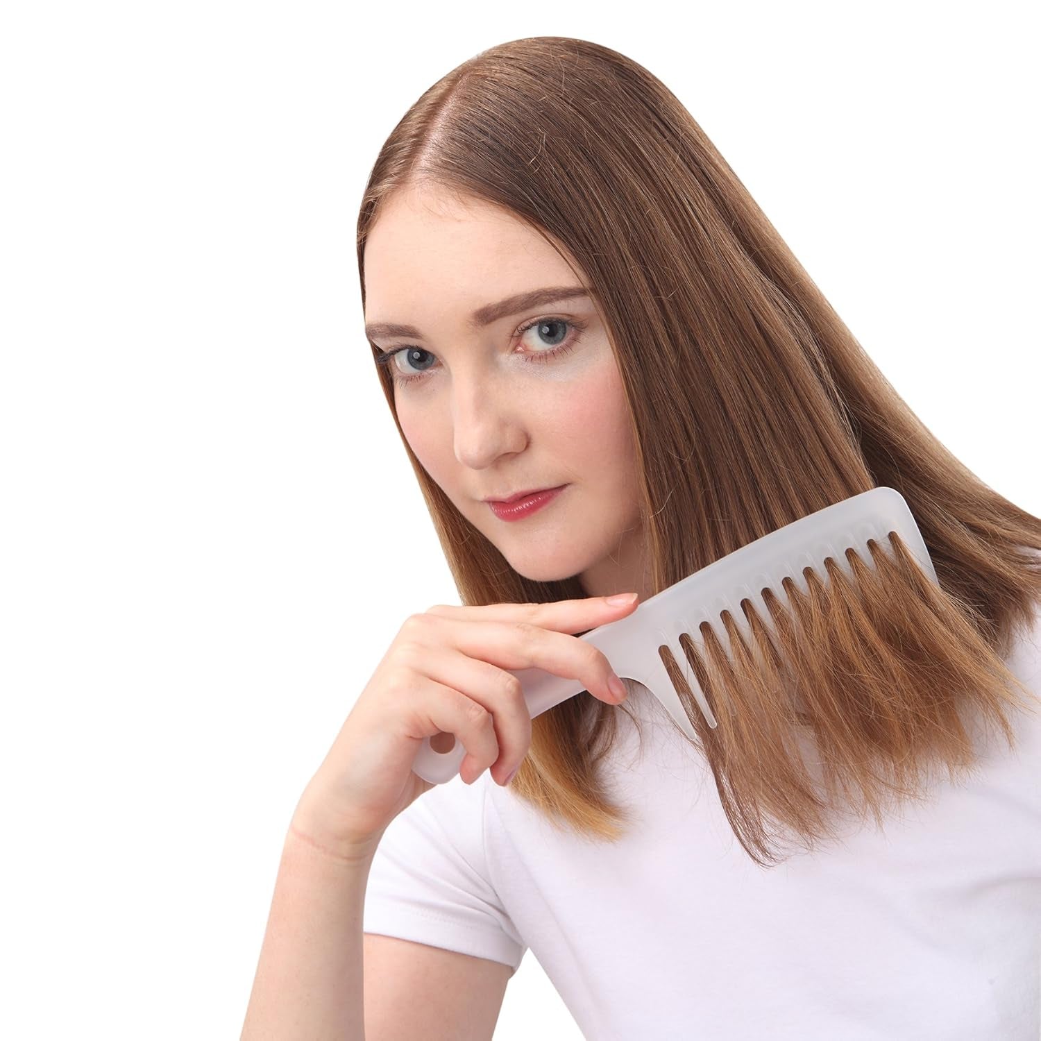 Wide Tooth Comb Detangling Hair Brush Paddle Hair Comb Care Handgrip Comb-Best Styling Comb for Long Wet or Curly Reduce Hair Loss and Dandruff & Headache-Minimal Breakages