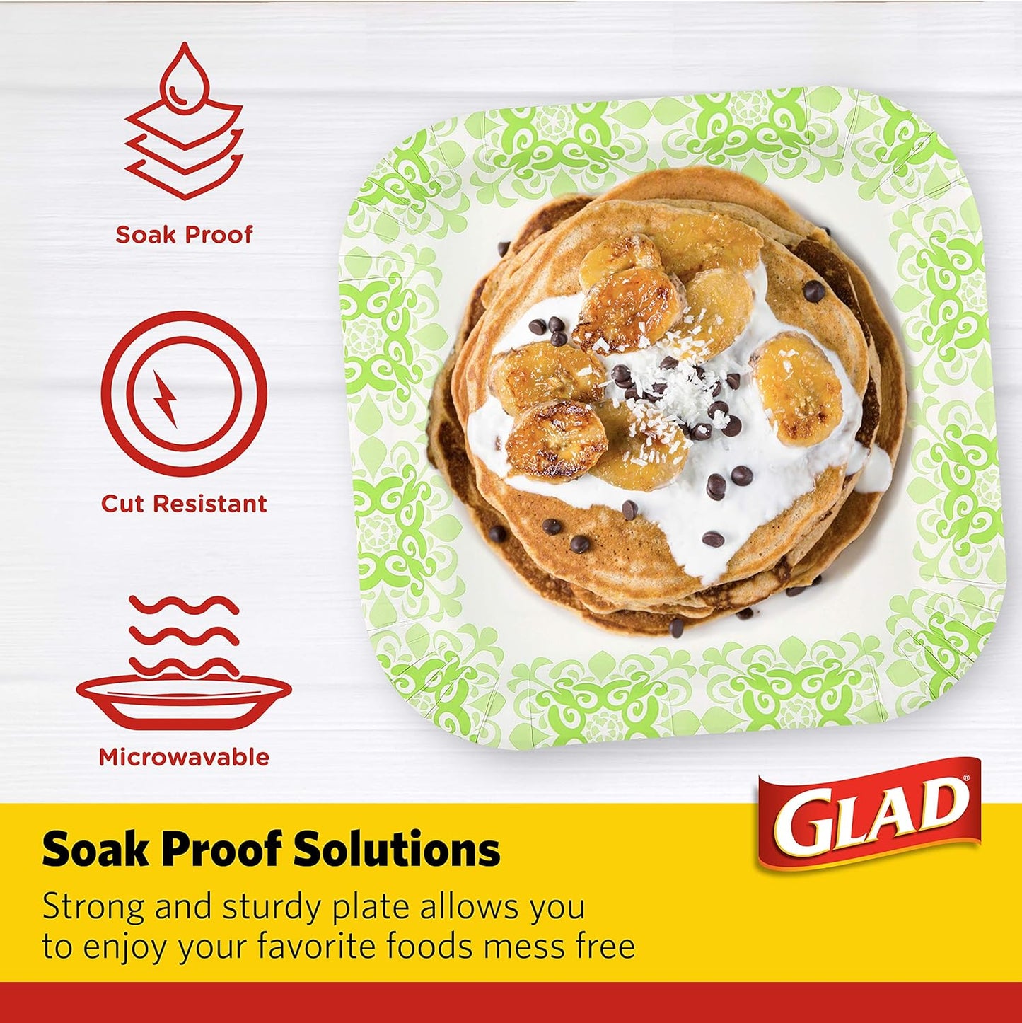 Square Disposable Paper Plates for All Occasions | New & Improved Quality | Soak Proof, Cut Proof, Microwaveable Heavy Duty Disposable Plates | 10" Diameter, 50 Count Bulk Paper Plates
