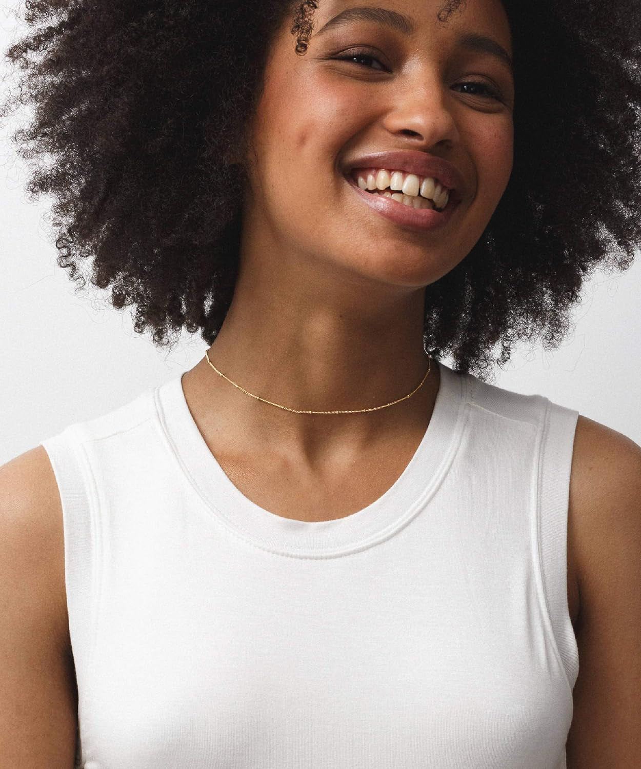 18K Gold Paperclip Chain Choker Satellite Chain Biwa Pearl Pendant Necklace Dainty Jewelry for Women